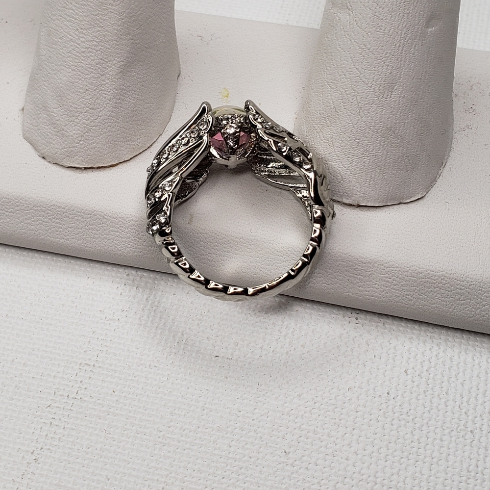 New Stamped 925 Silver Crystal Swan Ring - Picture 4 of 5